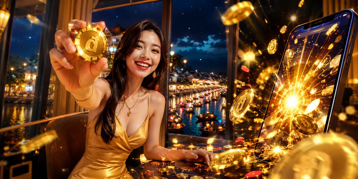 Người chơi sử dụng casino mobile tại lễ hội Hội An